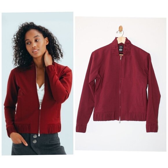 APL The Perfect Wool blend Bomber Women's Jacket Burgundy Size Medium Full Zip - Picture 1 of 12